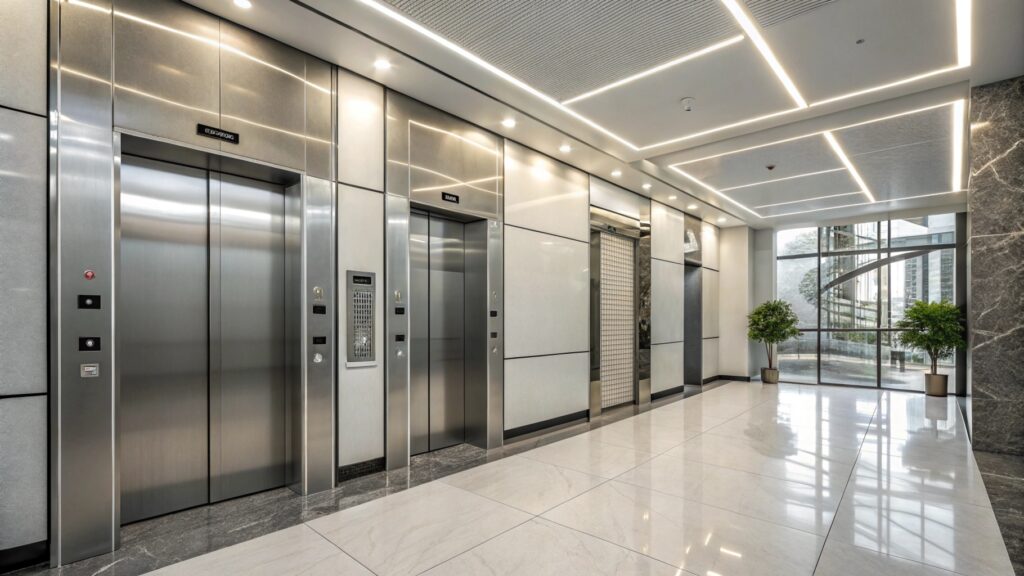 a modern office building elevator interior well l 1