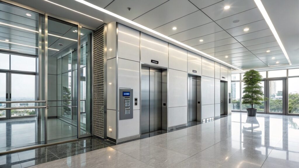 a modern office building elevator interior well l